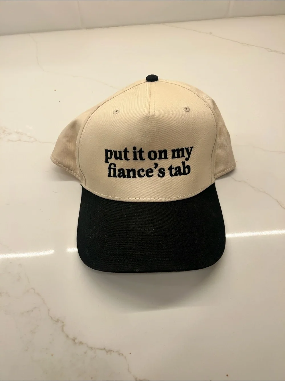 OTTO Beige and Black Baseball Cap with Embroidered Slogan